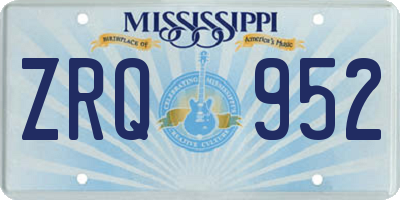 MS license plate ZRQ952
