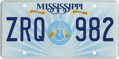 MS license plate ZRQ982