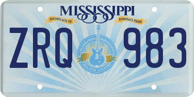 MS license plate ZRQ983
