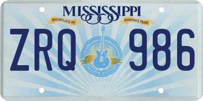 MS license plate ZRQ986