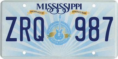 MS license plate ZRQ987