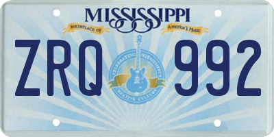 MS license plate ZRQ992
