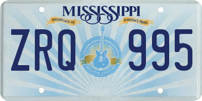 MS license plate ZRQ995