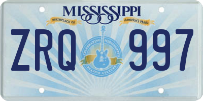 MS license plate ZRQ997