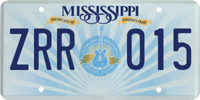 MS license plate ZRR015