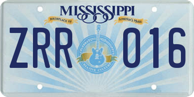 MS license plate ZRR016