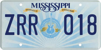 MS license plate ZRR018