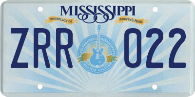 MS license plate ZRR022