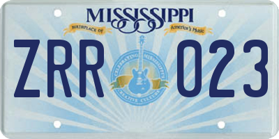 MS license plate ZRR023