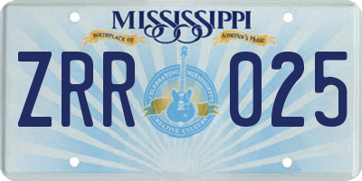 MS license plate ZRR025