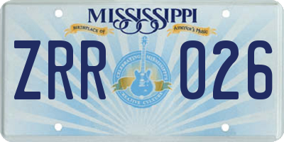 MS license plate ZRR026