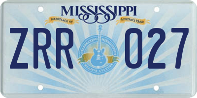 MS license plate ZRR027