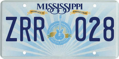MS license plate ZRR028