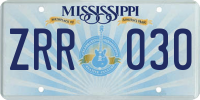 MS license plate ZRR030