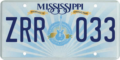 MS license plate ZRR033