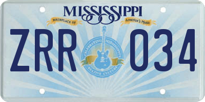MS license plate ZRR034