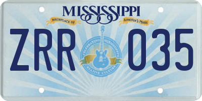 MS license plate ZRR035