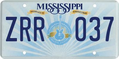 MS license plate ZRR037