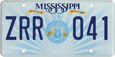 MS license plate ZRR041