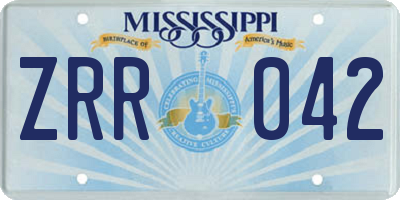 MS license plate ZRR042
