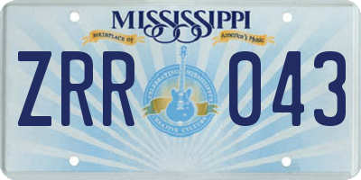 MS license plate ZRR043