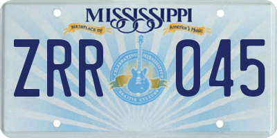 MS license plate ZRR045
