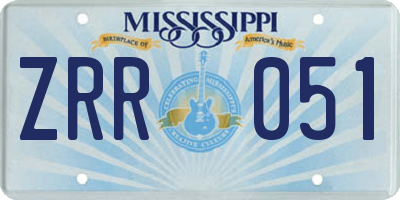 MS license plate ZRR051