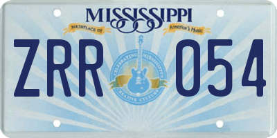 MS license plate ZRR054
