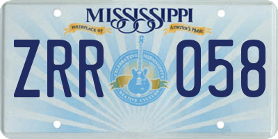 MS license plate ZRR058