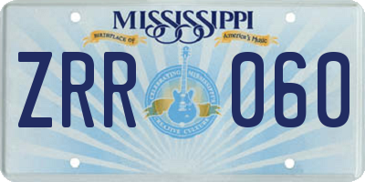 MS license plate ZRR060