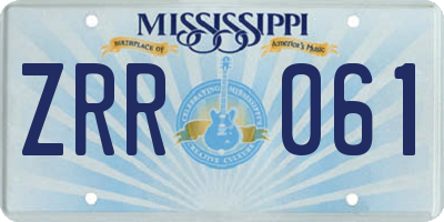 MS license plate ZRR061