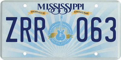 MS license plate ZRR063