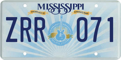 MS license plate ZRR071