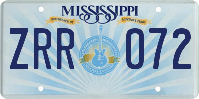 MS license plate ZRR072