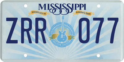 MS license plate ZRR077