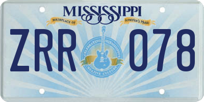 MS license plate ZRR078