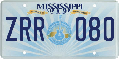 MS license plate ZRR080