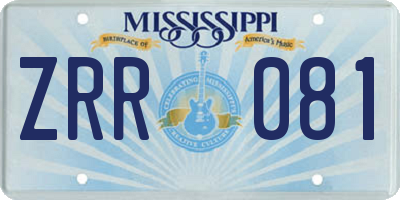 MS license plate ZRR081