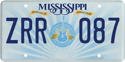 MS license plate ZRR087