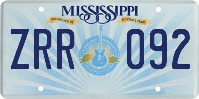 MS license plate ZRR092
