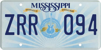 MS license plate ZRR094
