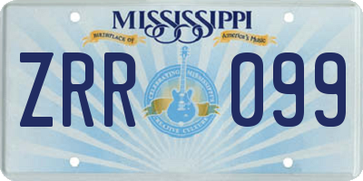 MS license plate ZRR099