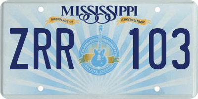 MS license plate ZRR103