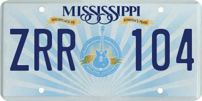 MS license plate ZRR104