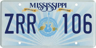 MS license plate ZRR106