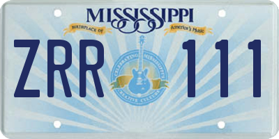 MS license plate ZRR111