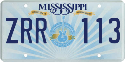MS license plate ZRR113