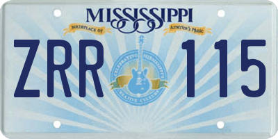 MS license plate ZRR115