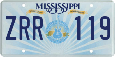 MS license plate ZRR119