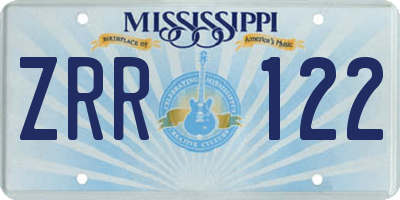 MS license plate ZRR122